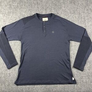 Alps & Meters Shirt Mens XL Blue Long Sleeve Henley Merino Wool Blend Top